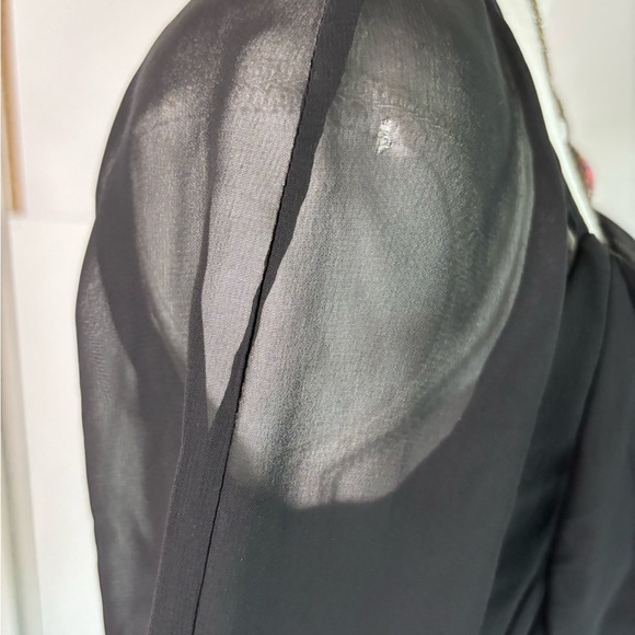 Annie Reva Women’s Sheer Top Lined Acetate Snap Split Sleeve Black Top! Size 8 - Picture 6 of 10